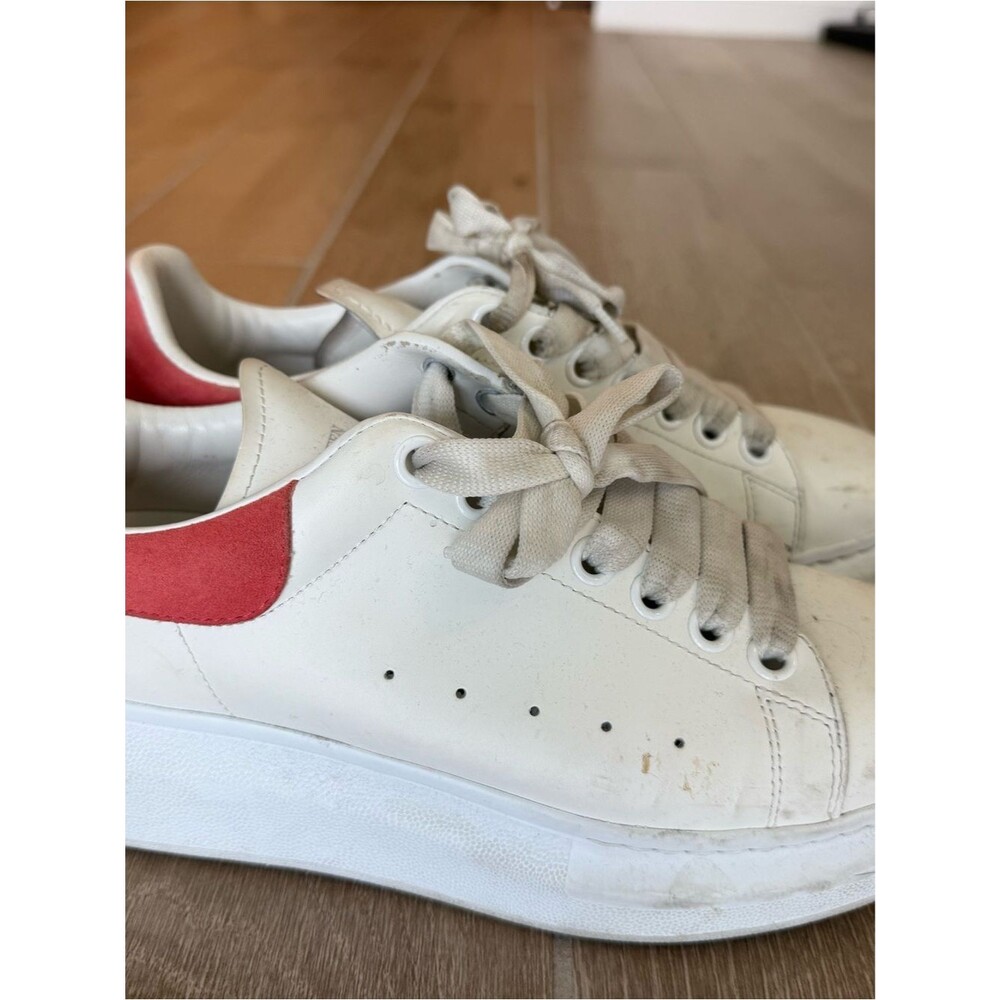 Alexander McQueen White Sneakers with Red Heel Tab